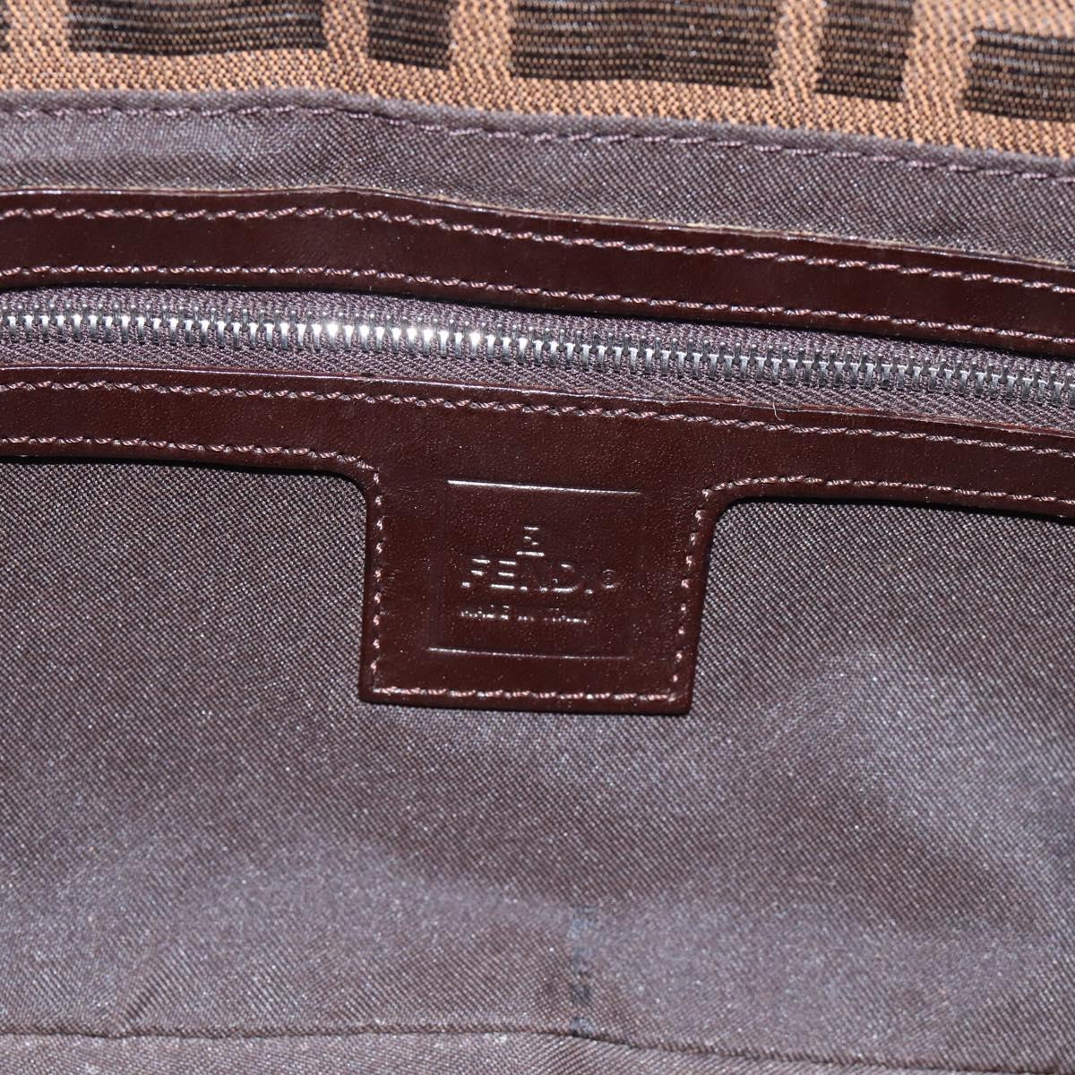 FENDI Zucca Canvas Mamma Baguette Shoulder Bag Brown Silver Auth BA14998SAV