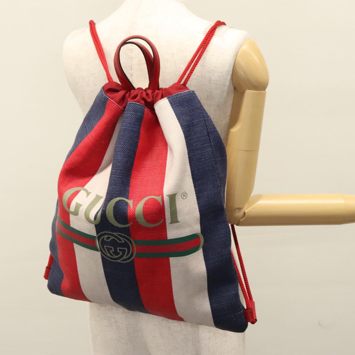 GUCCI Backpack Canvas Red Navy 473872 Auth BA150