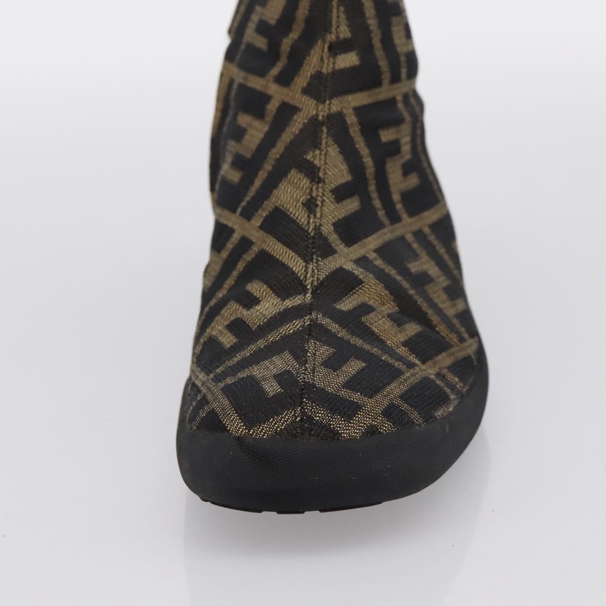 FENDI Zucca Canvas Short Boots Brown Black Auth BA15000A