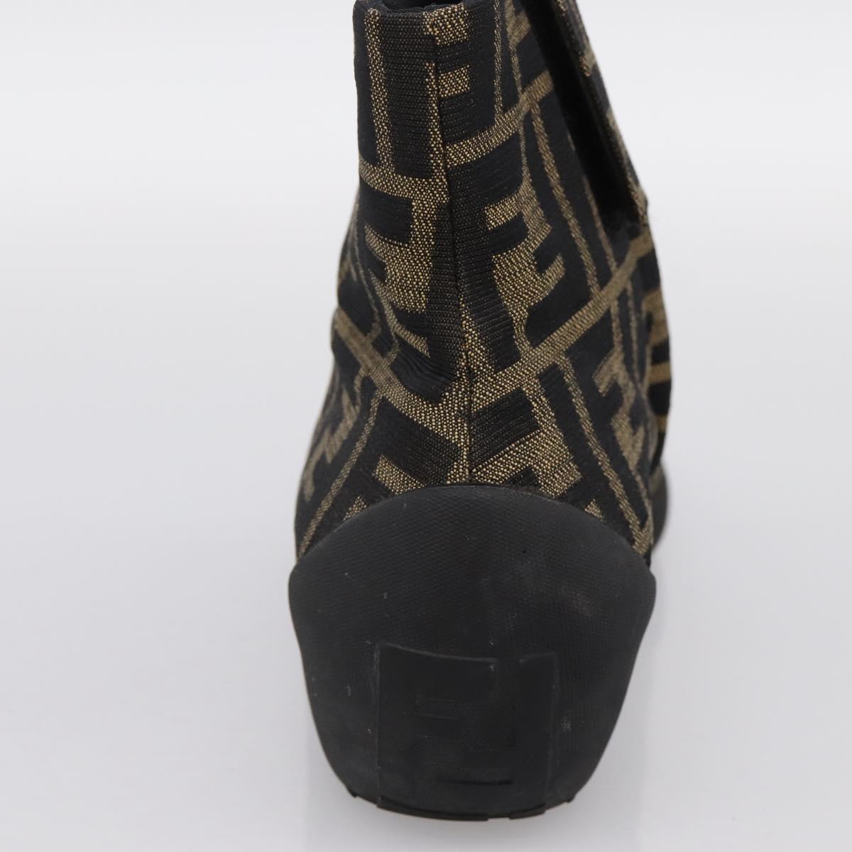 FENDI Zucca Canvas Short Boots Brown Black Auth BA15000A