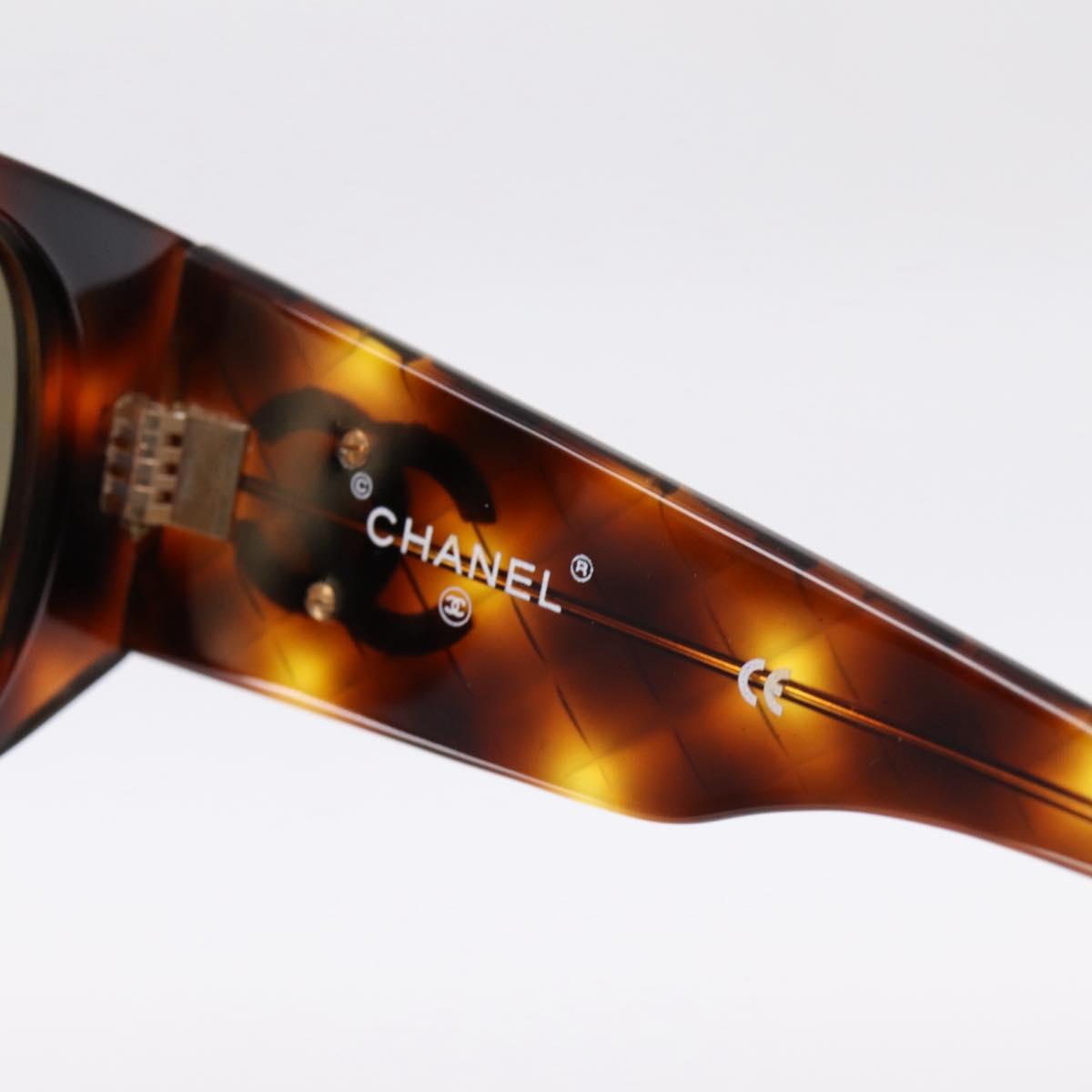 CHANEL Tortoise Sunglasses Plastic Brown Gold Tone CC Auth BA15019