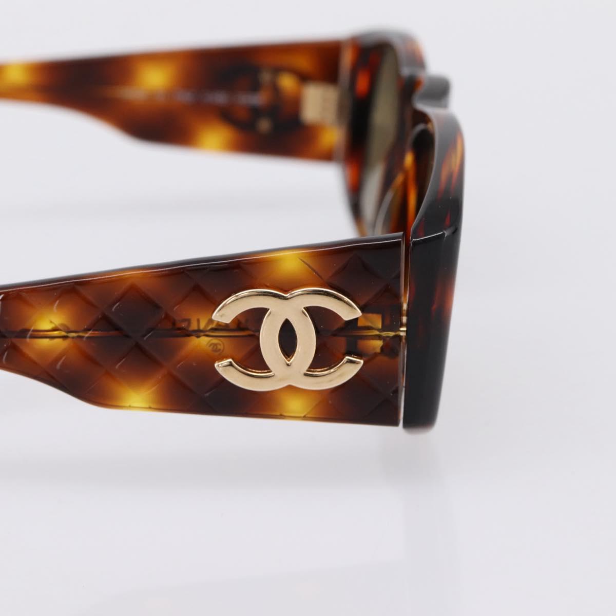 CHANEL Tortoise Sunglasses Plastic Brown Gold Tone CC Auth BA15019