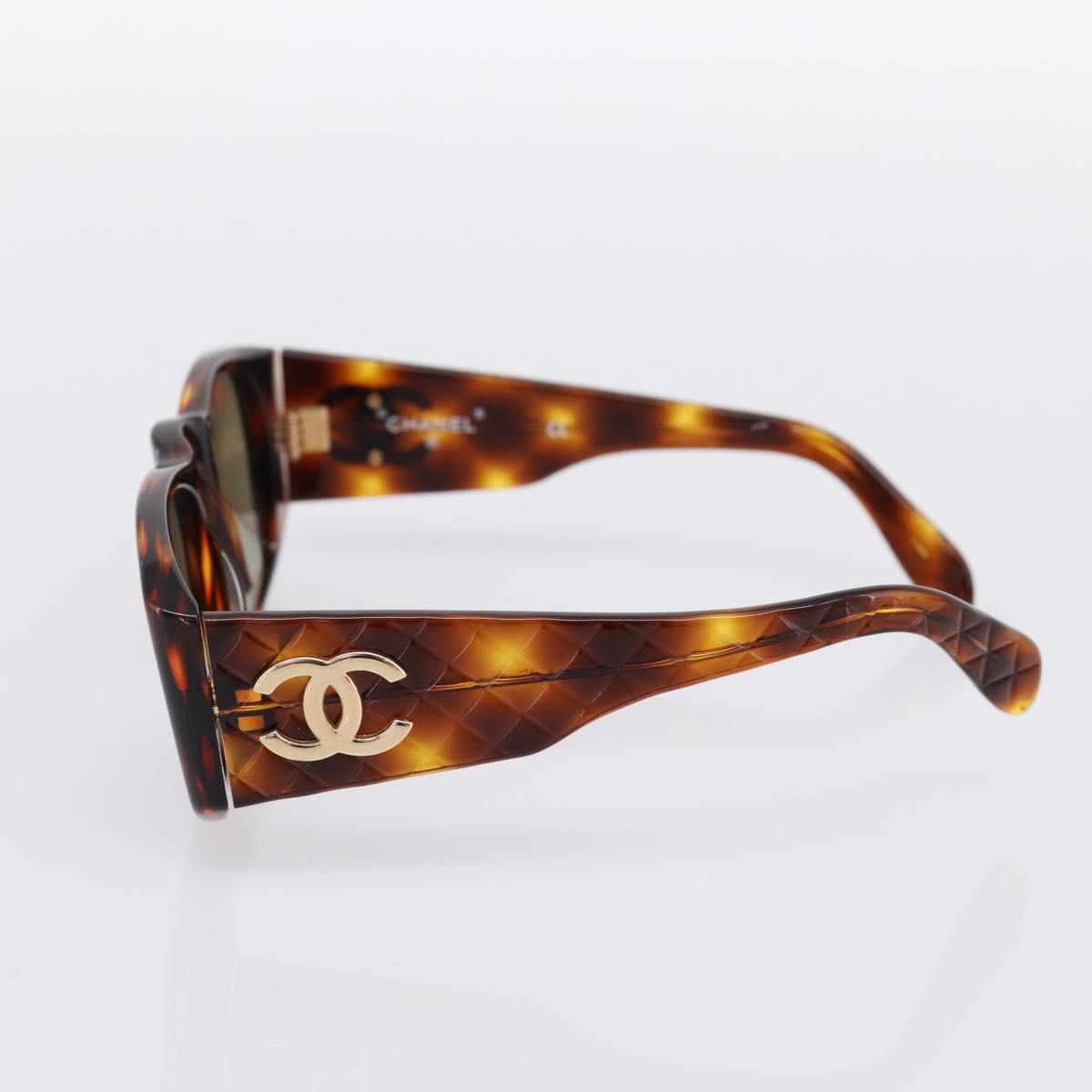 CHANEL Tortoise Sunglasses Plastic Brown Gold Tone CC Auth BA15019
