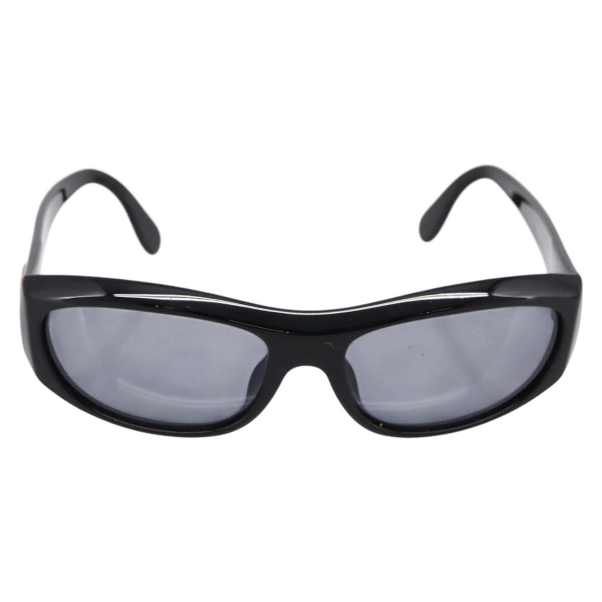 CHANEL Sunglasses Plastic Black Gold Tone CC Auth BA15020