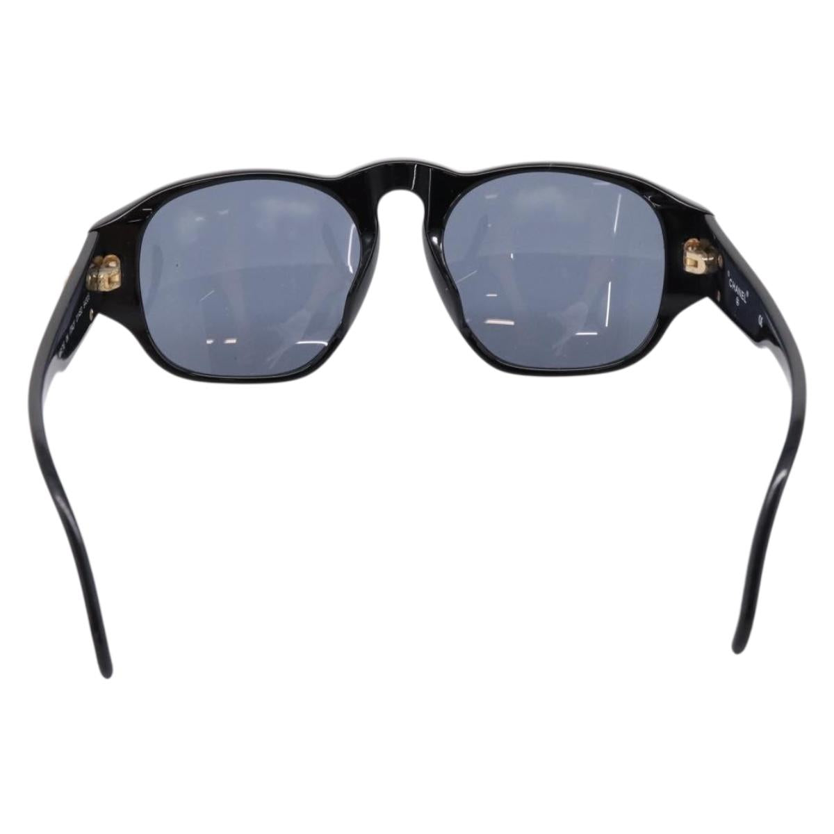 CHANEL Sunglasses Plastic Black Gold Tone CC Auth BA15021