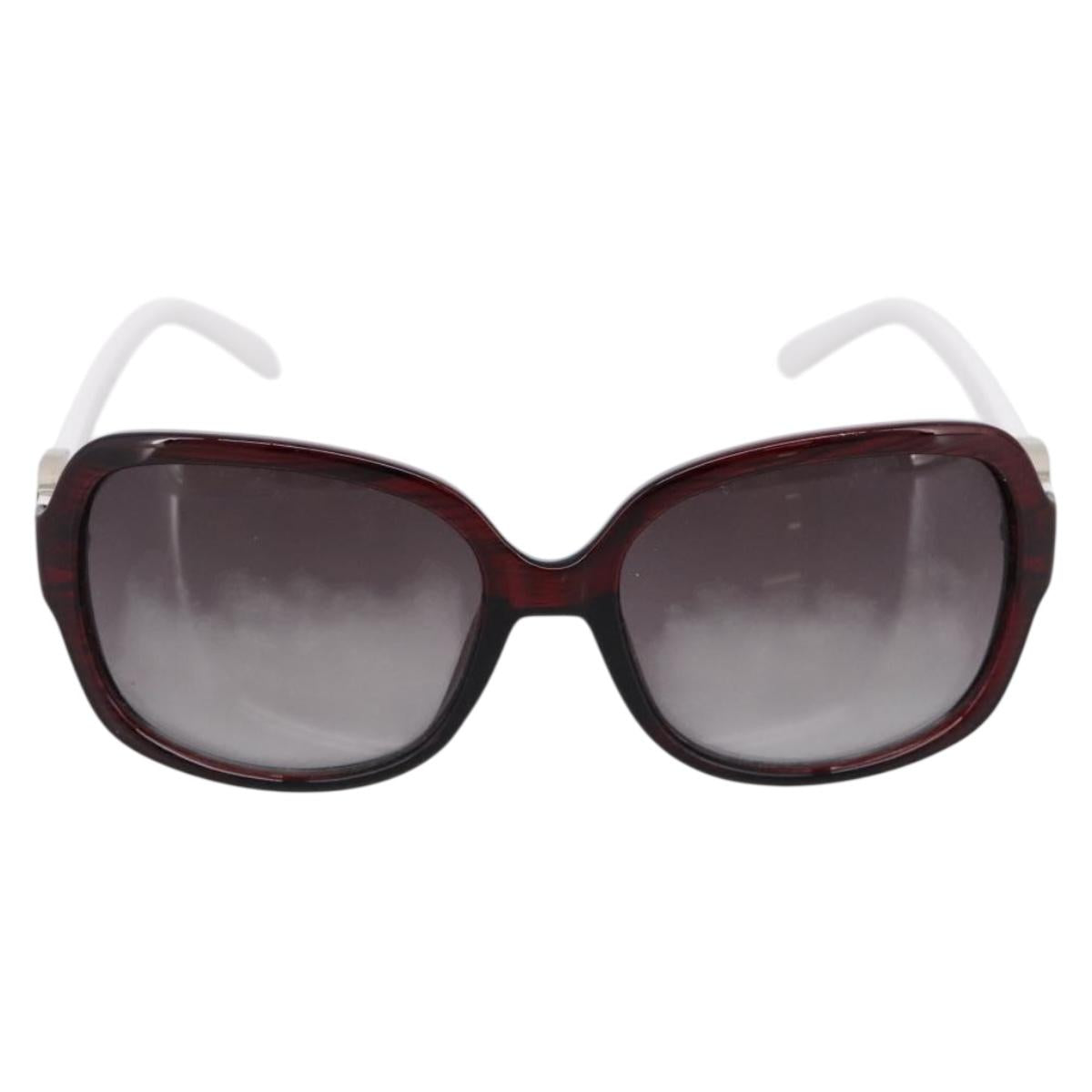 CHANEL Sunglasses Plastic White Silver CC Auth BA15024