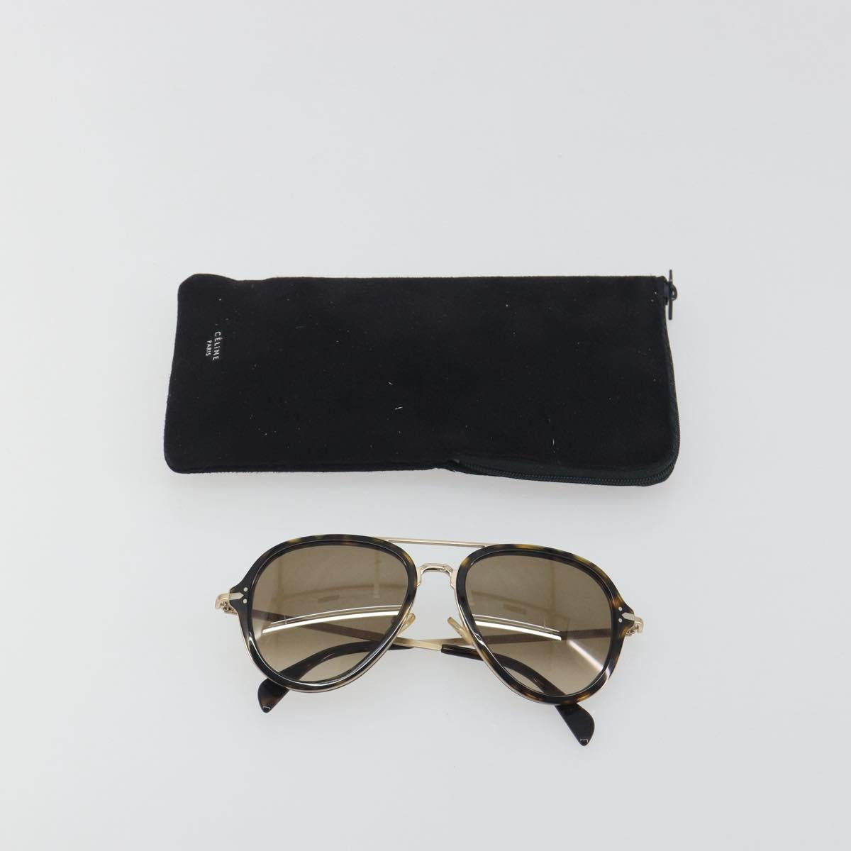 CELINE Sunglasses Plastic Tortoise Brown Gold Tone Auth BA15025V