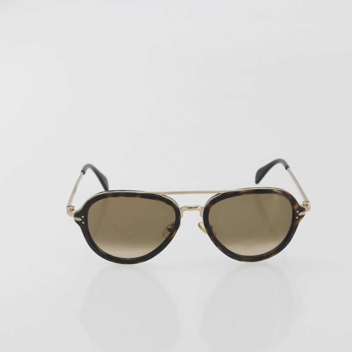 CELINE Sunglasses Plastic Tortoise Brown Gold Tone Auth BA15025V