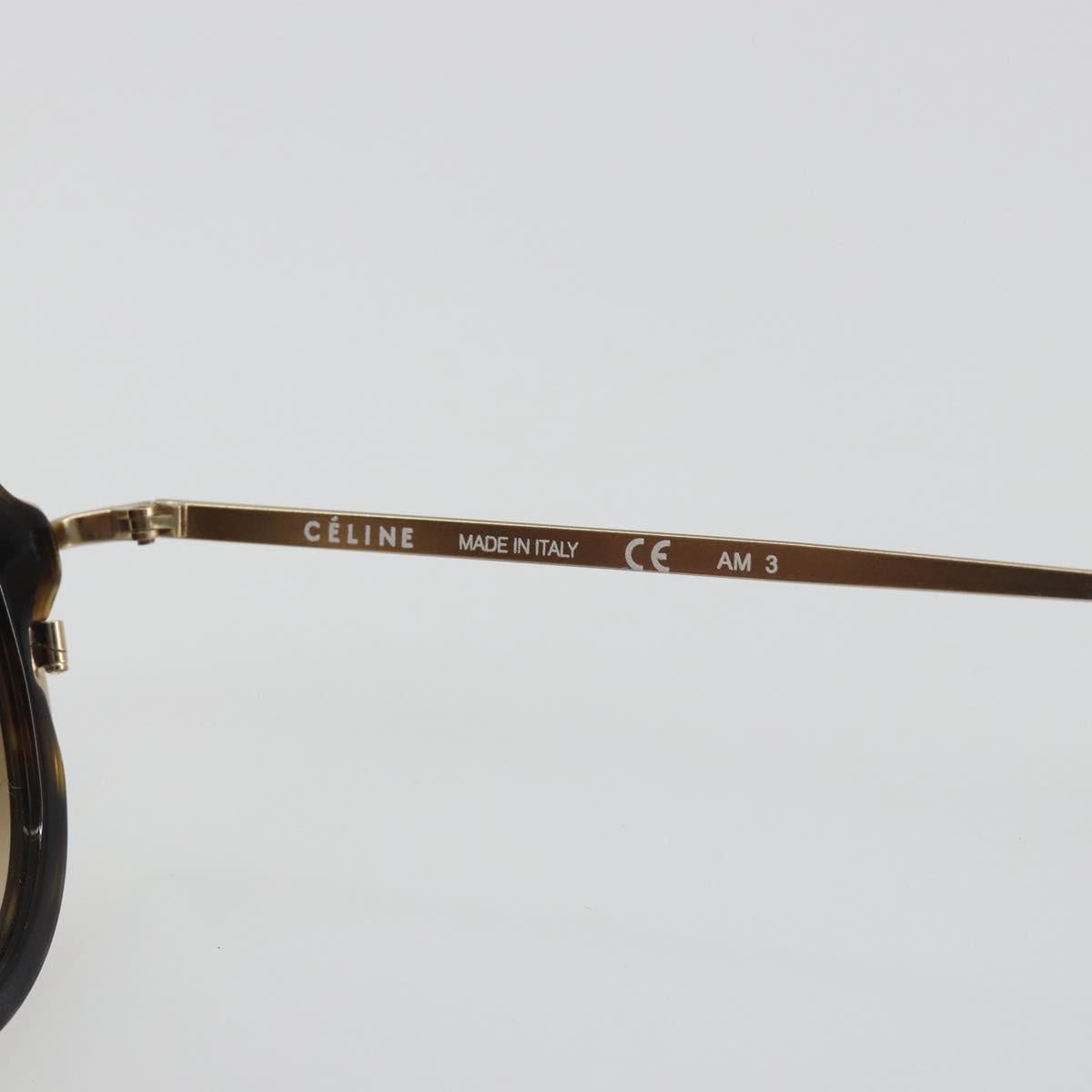 CELINE Sunglasses Plastic Tortoise Brown Gold Tone Auth BA15025V