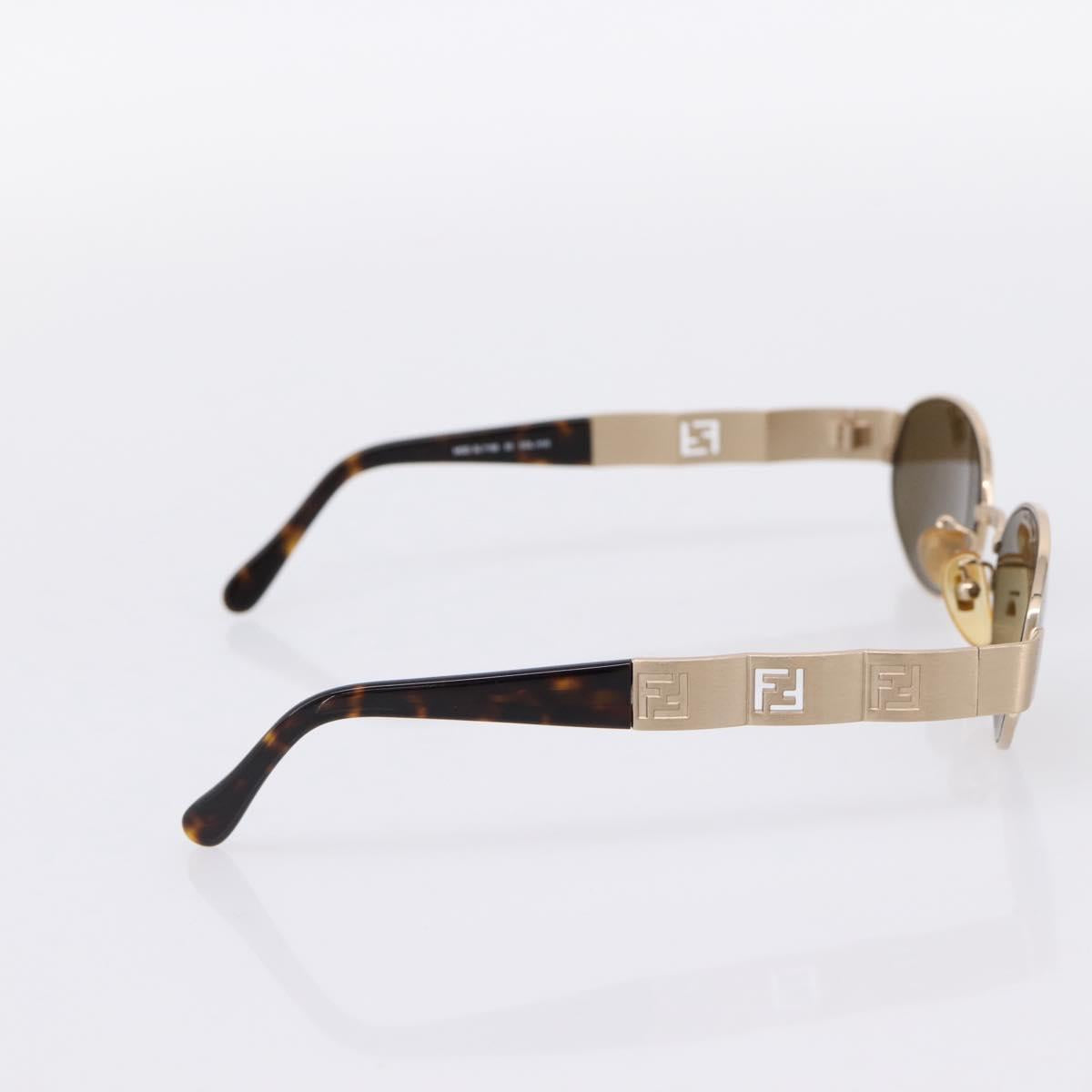 FENDI Sunglasses Metal Brown Gold Tone Auth BA15027