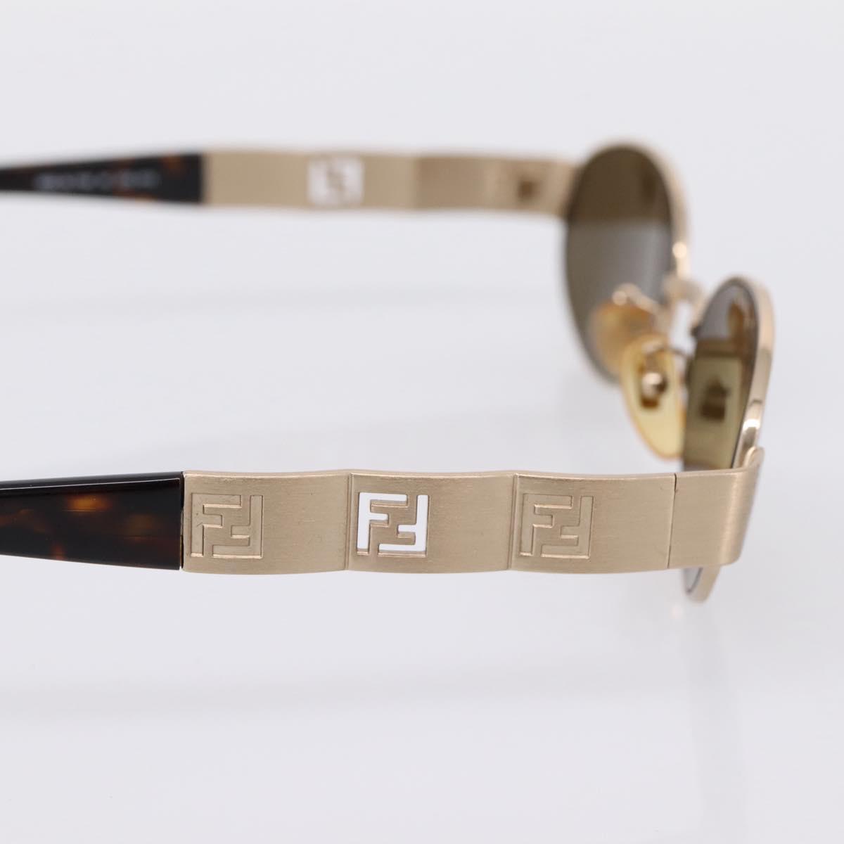 FENDI Sunglasses Metal Brown Gold Tone Auth BA15027