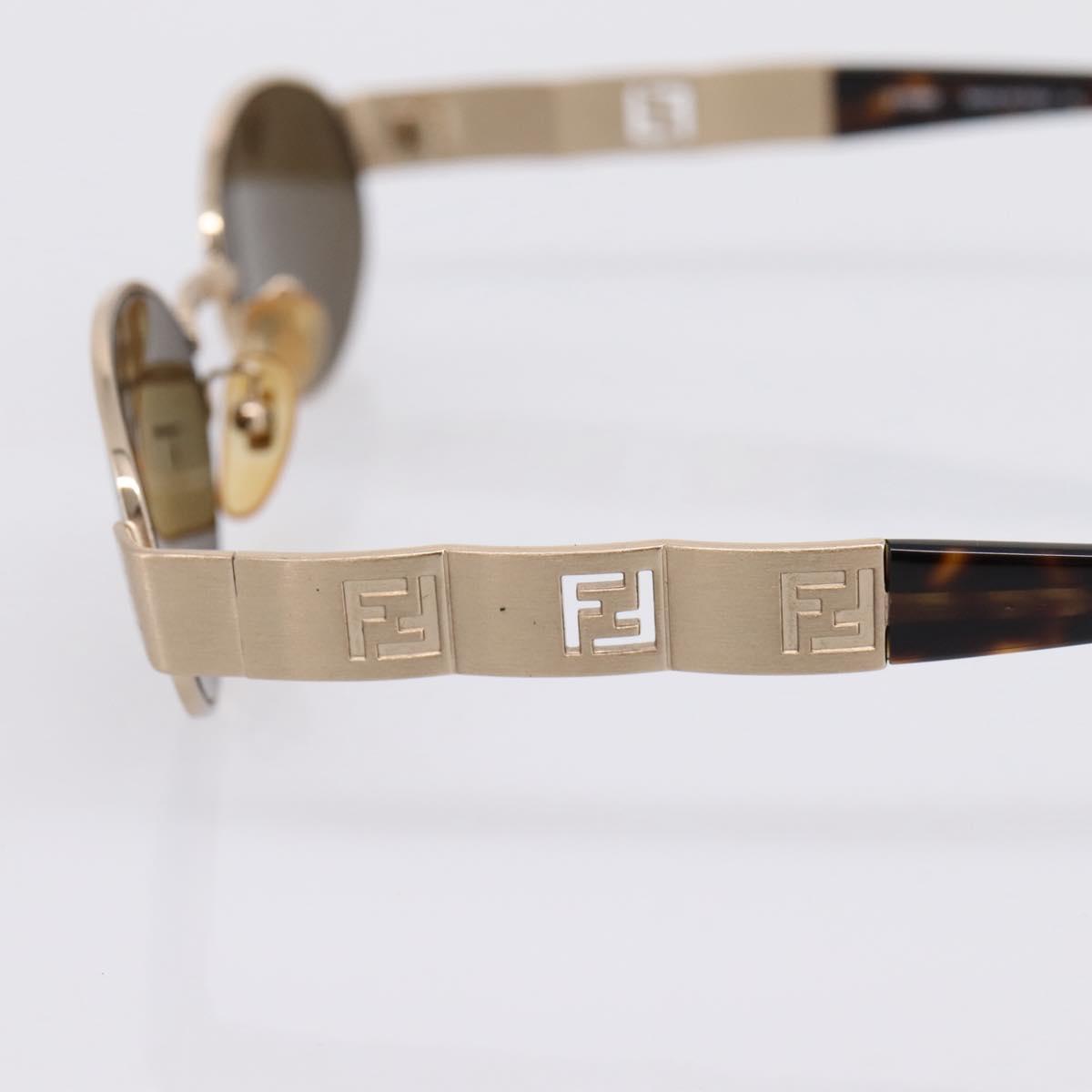 FENDI Sunglasses Metal Brown Gold Tone Auth BA15027