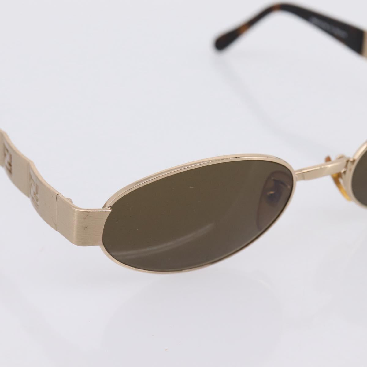 FENDI Sunglasses Metal Brown Gold Tone Auth BA15027