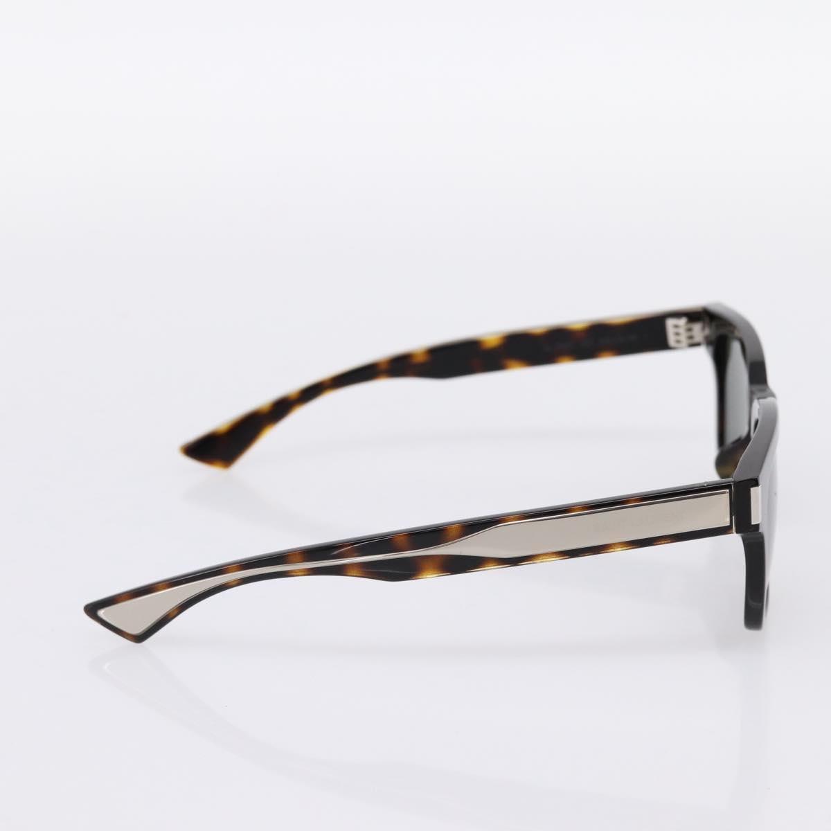 SAINT LAURENT Tortoise Sunglasses Plastic Brown Silver Auth BA15028A