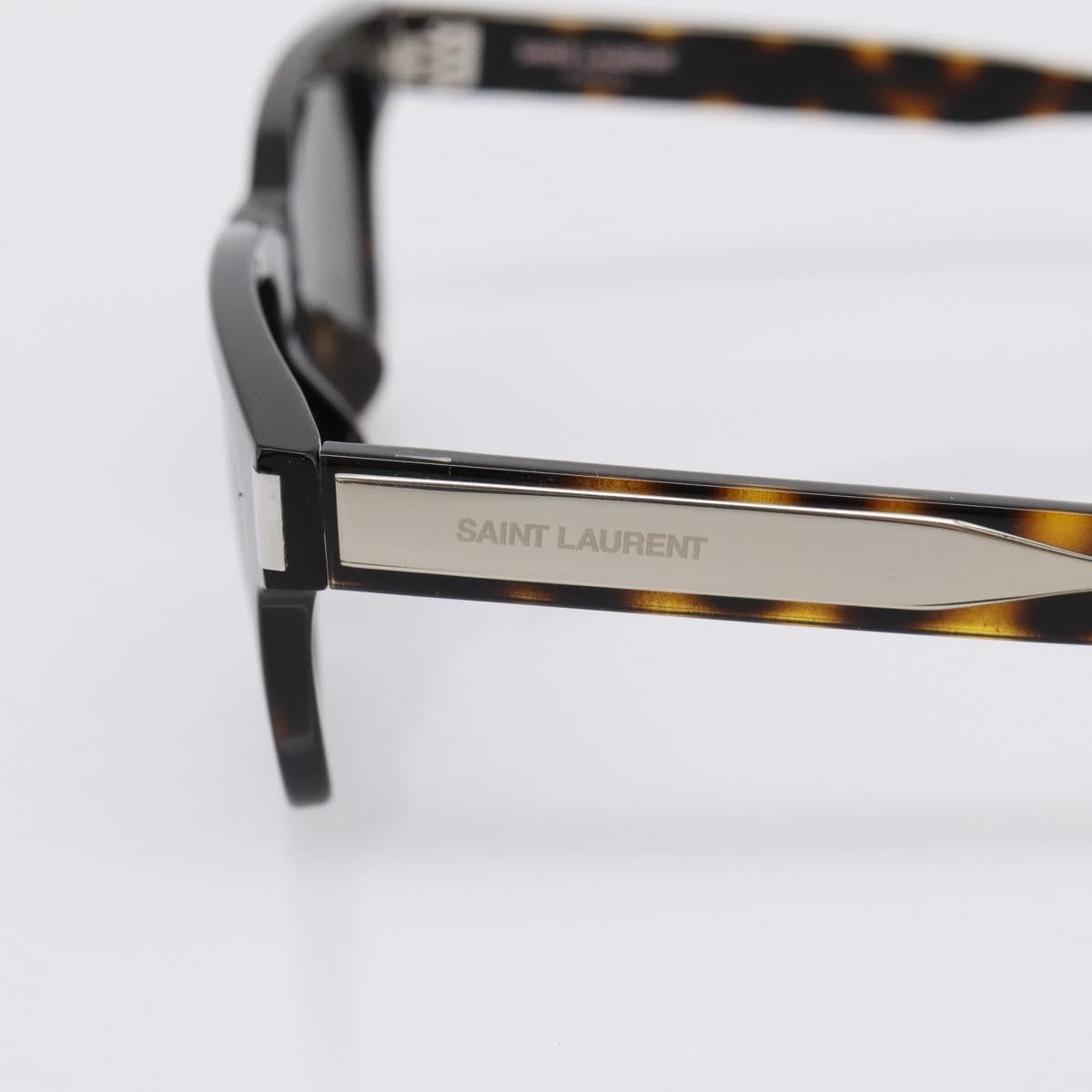 SAINT LAURENT Tortoise Sunglasses Plastic Brown Silver Auth BA15028A
