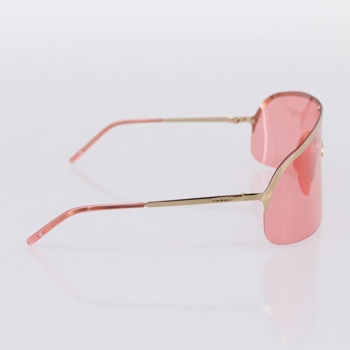 GUCCI Rimless Sunglasses Metal Red Gold Tone Auth BA15030