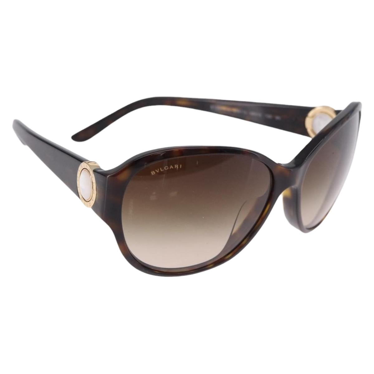 BVLGARI Sunglasses Plastic Brown Gold Tone Auth BA15032A