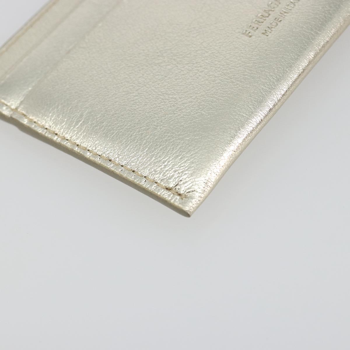 Salvatore Ferragamo Gancini Card Case Leather Champagne Gold Auth BA15034V