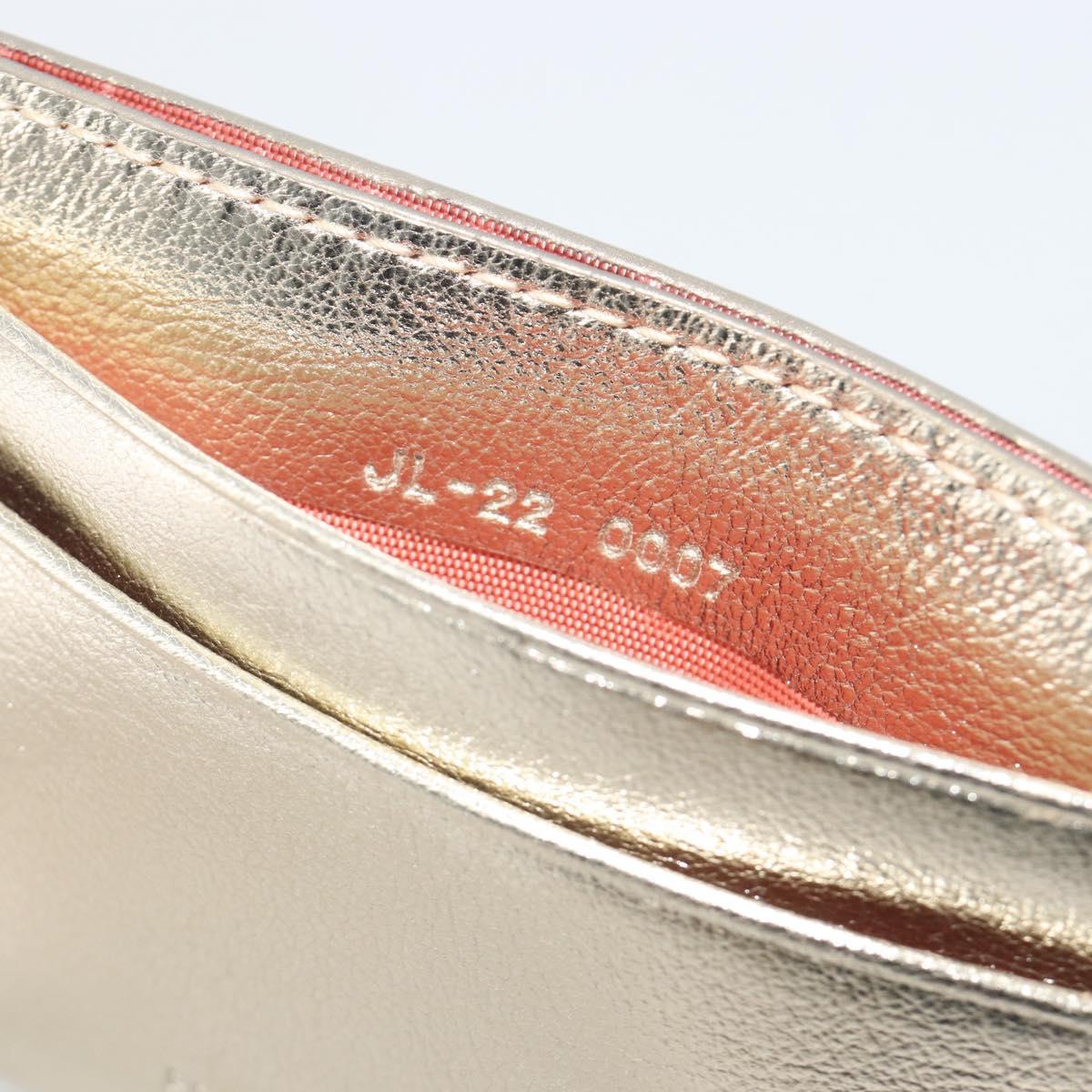 Salvatore Ferragamo Gancini Card Case Leather Champagne Gold Auth BA15034V