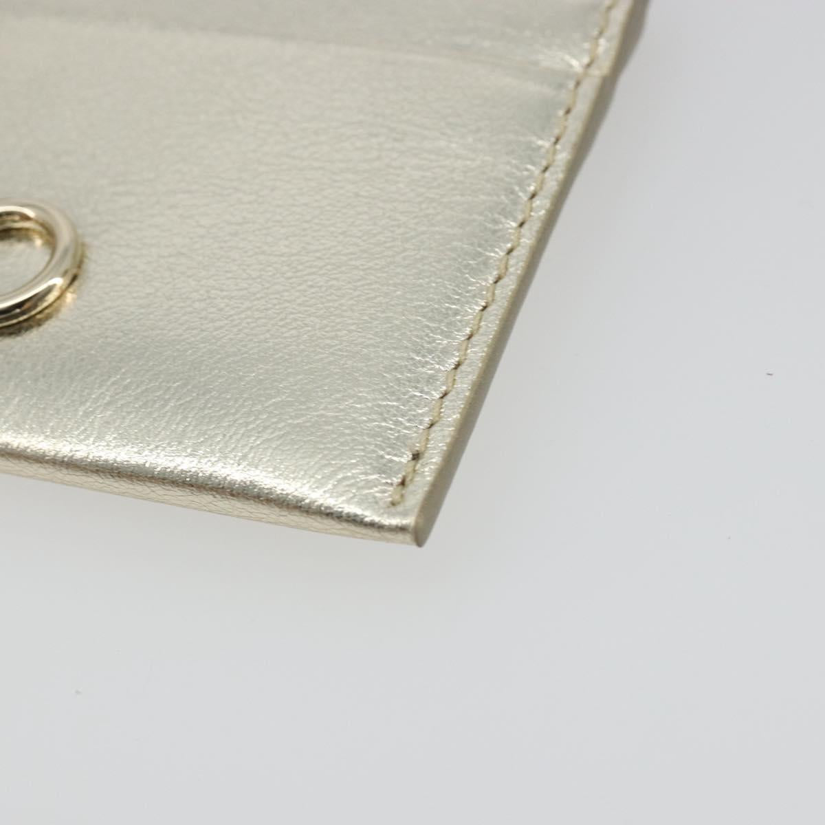 Salvatore Ferragamo Gancini Card Case Leather Champagne Gold Auth BA15034V