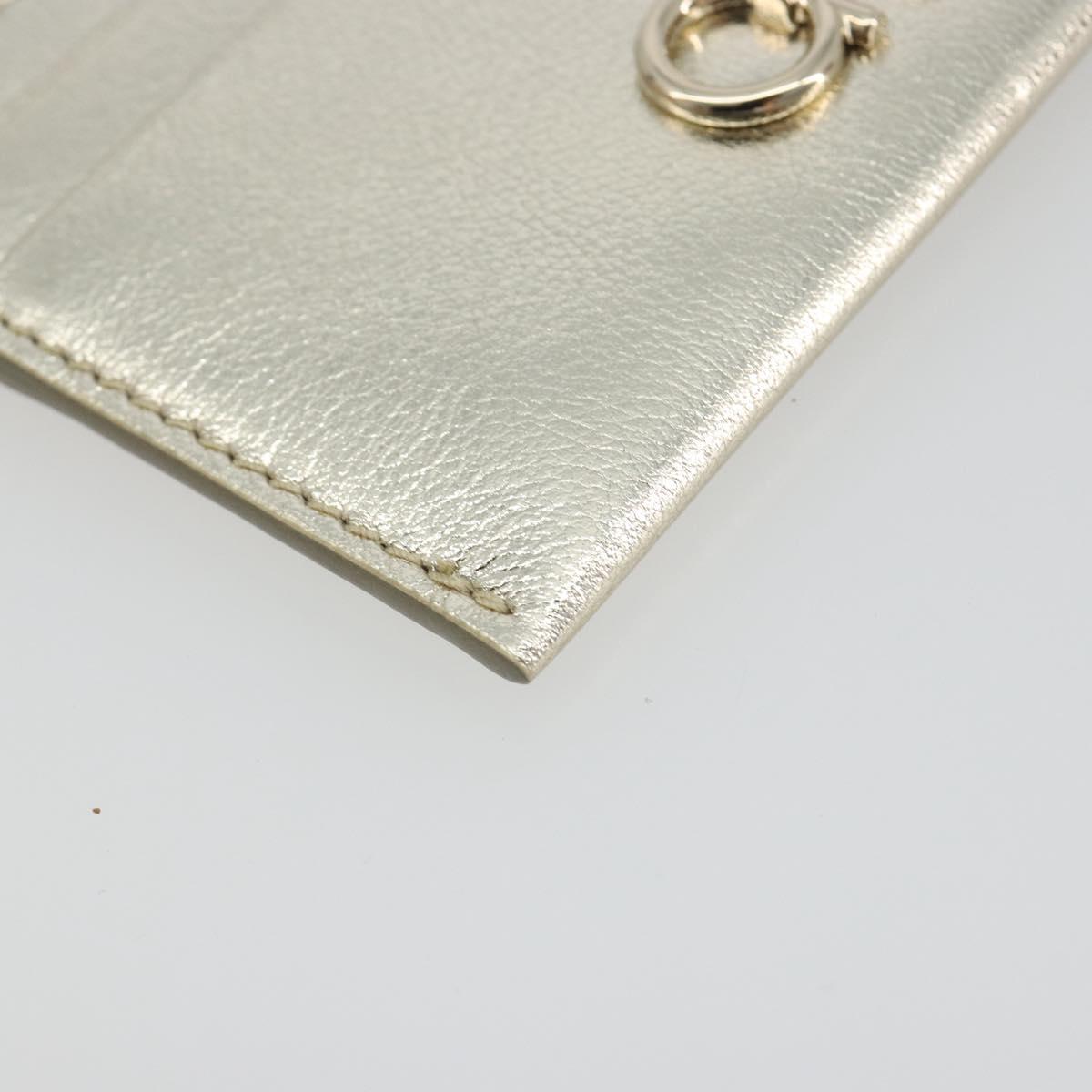 Salvatore Ferragamo Gancini Card Case Leather Champagne Gold Auth BA15034V