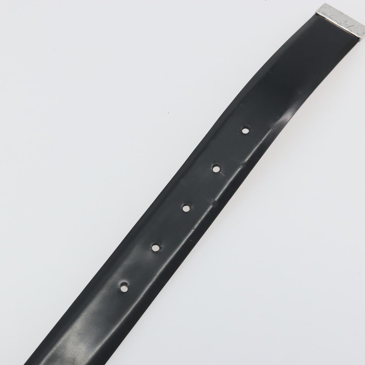 LOUIS VUITTON Ceinture Carre Belt Leather ""90/36"" Black Silver LV Auth BA15036