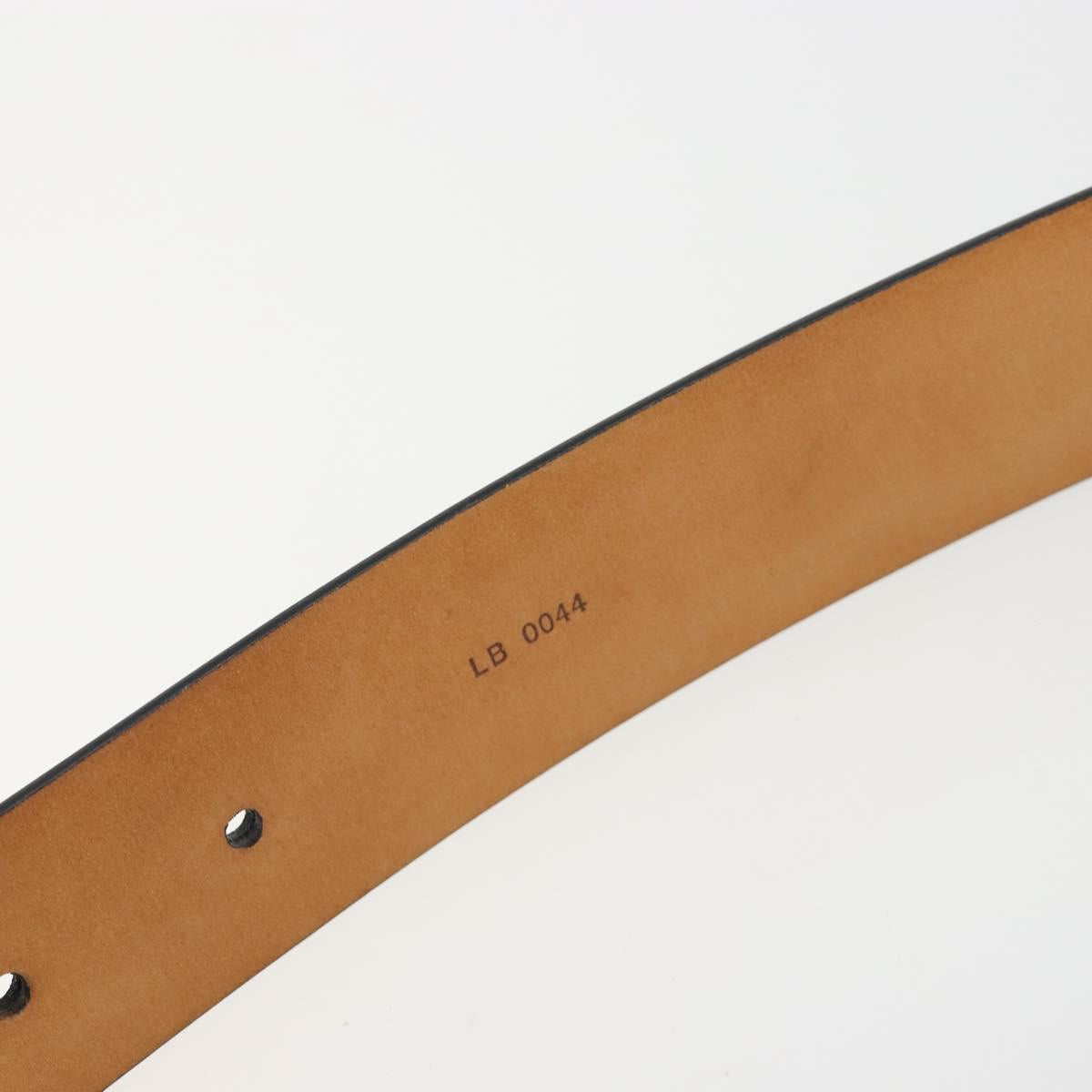 LOUIS VUITTON Ceinture Carre Belt Leather ""90/36"" Black Silver LV Auth BA15036