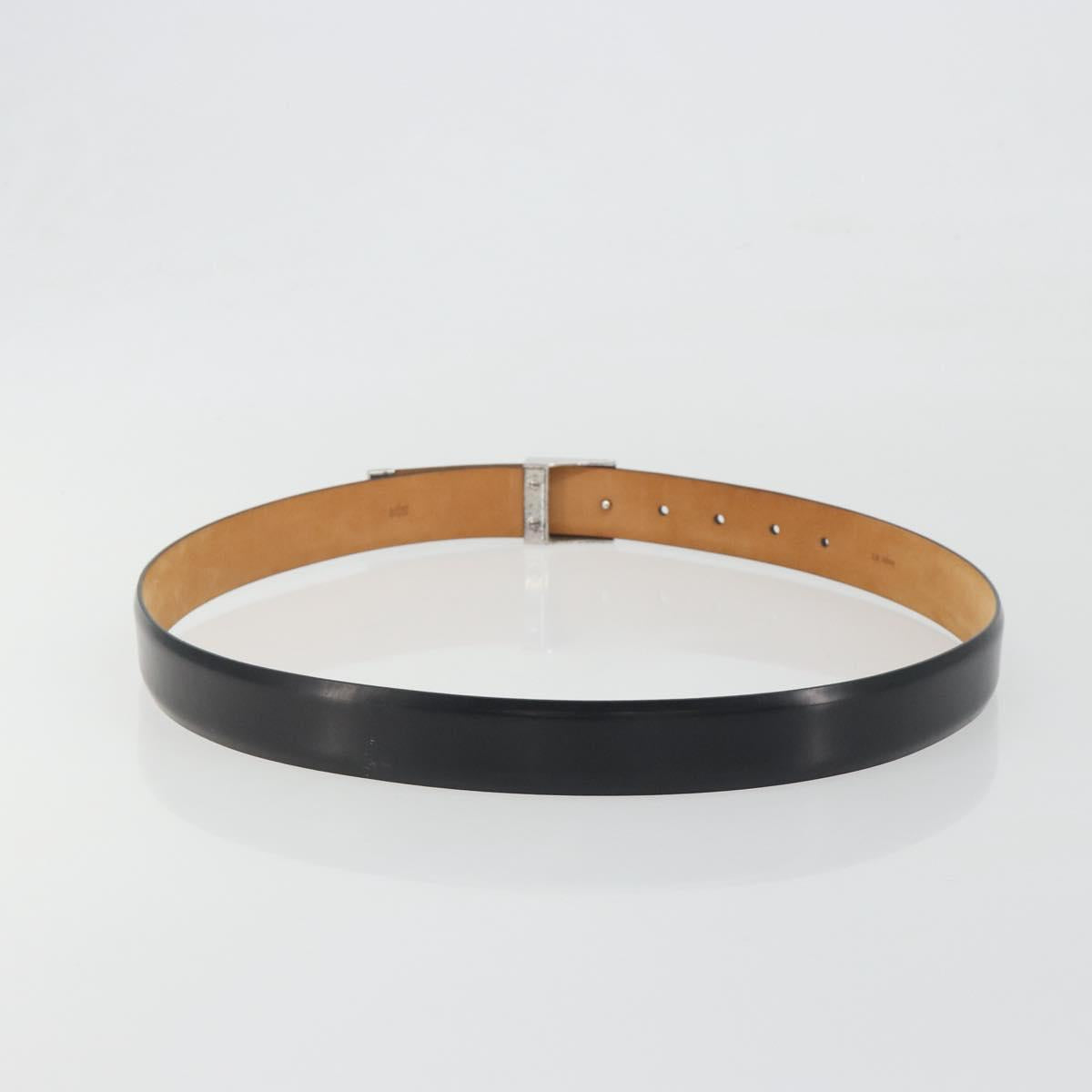 LOUIS VUITTON Ceinture Carre Belt Leather ""90/36"" Black Silver LV Auth BA15036