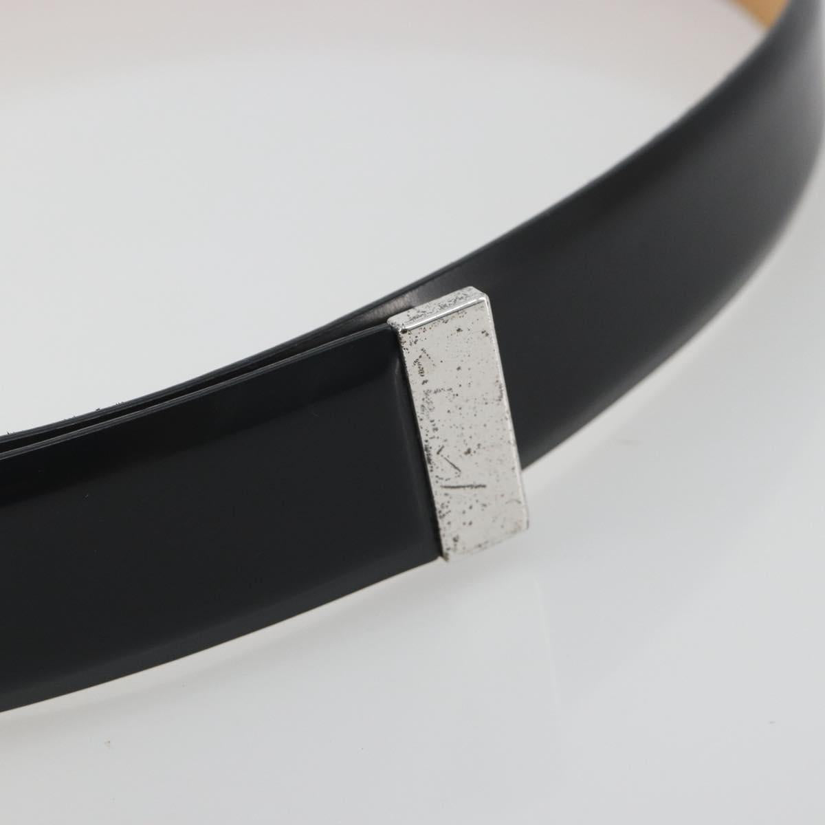 LOUIS VUITTON Ceinture Carre Belt Leather ""90/36"" Black Silver LV Auth BA15036