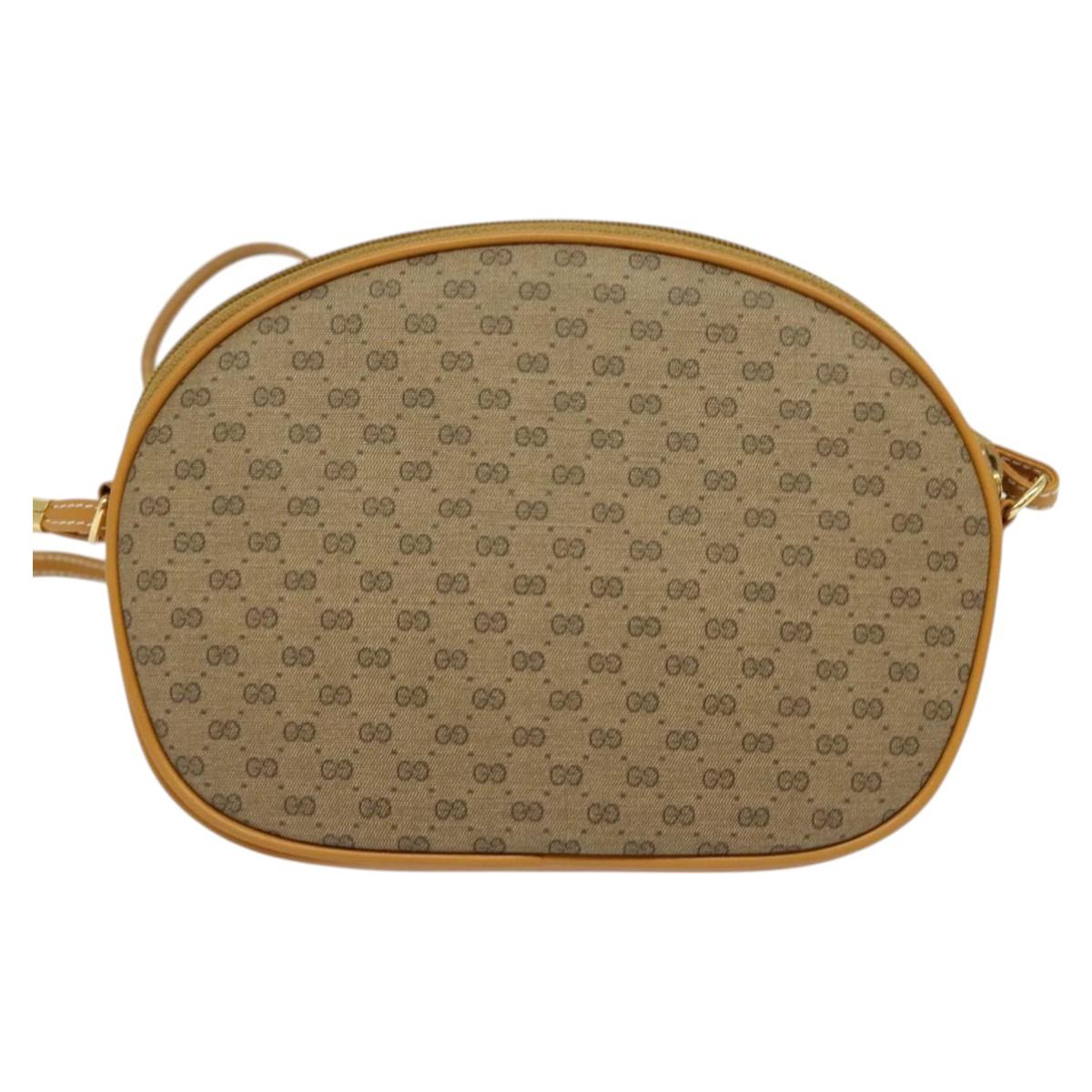 GUCCI Micro GG Supreme Shoulder Bag PVC Brown Gold 007 084 0094 Auth BA1504