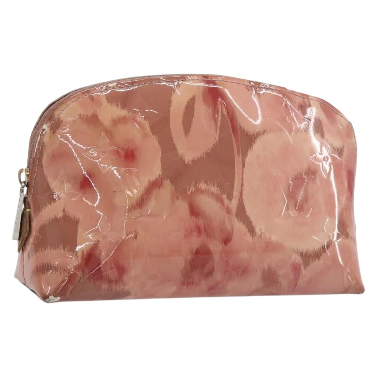 LOUIS VUITTON Monogram Vernis Ikat Flower Pochette Cosmetic M90046 Auth BA15040