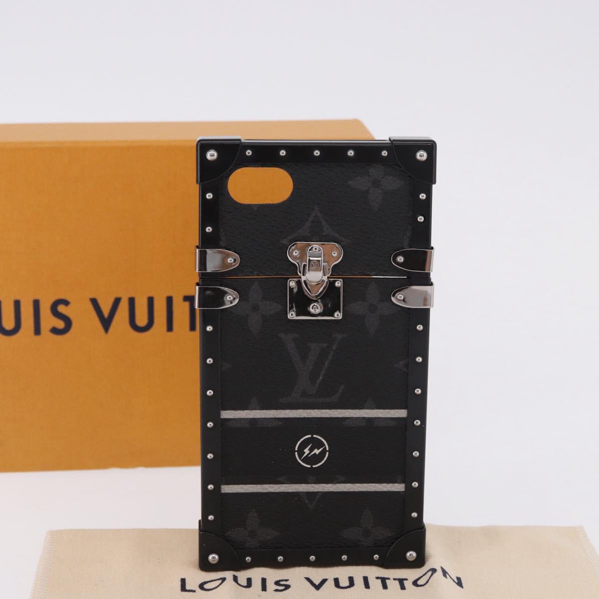 LOUIS VUITTON Monogram Eclipse Fragment iTrunk iPhone 7 Case M62613 Auth BA15042