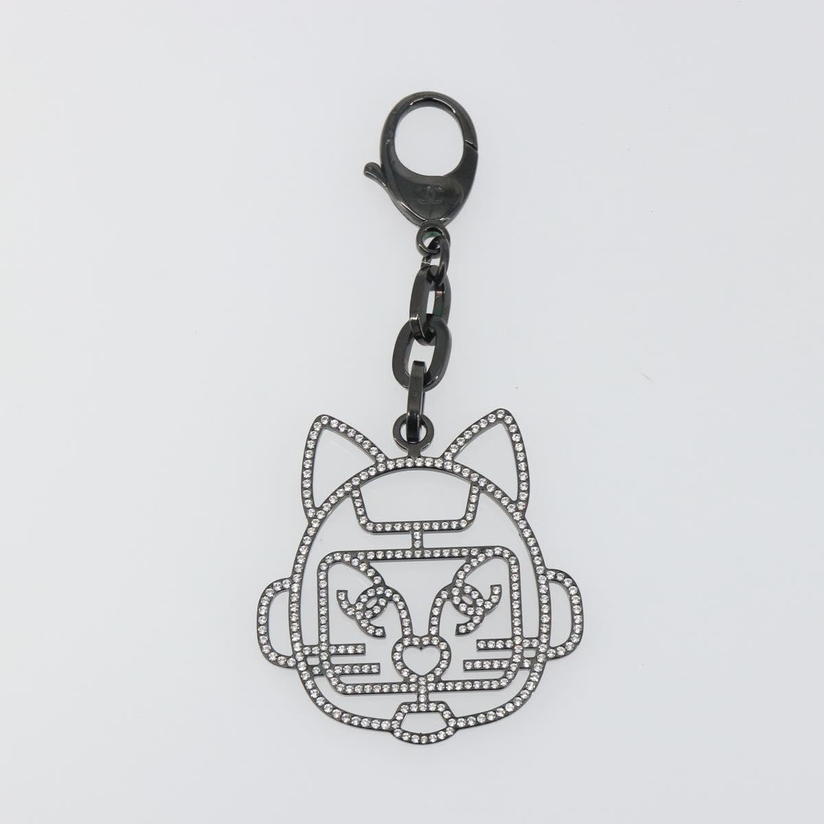 CHANEL Cat Robot Key Holder Metal Black CC Auth BA15043M