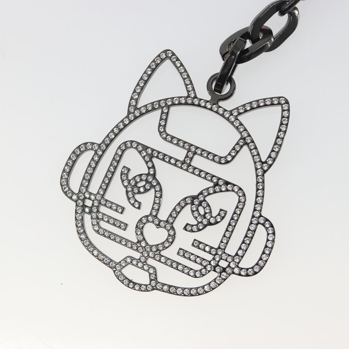 CHANEL Cat Robot Key Holder Metal Black CC Auth BA15043M