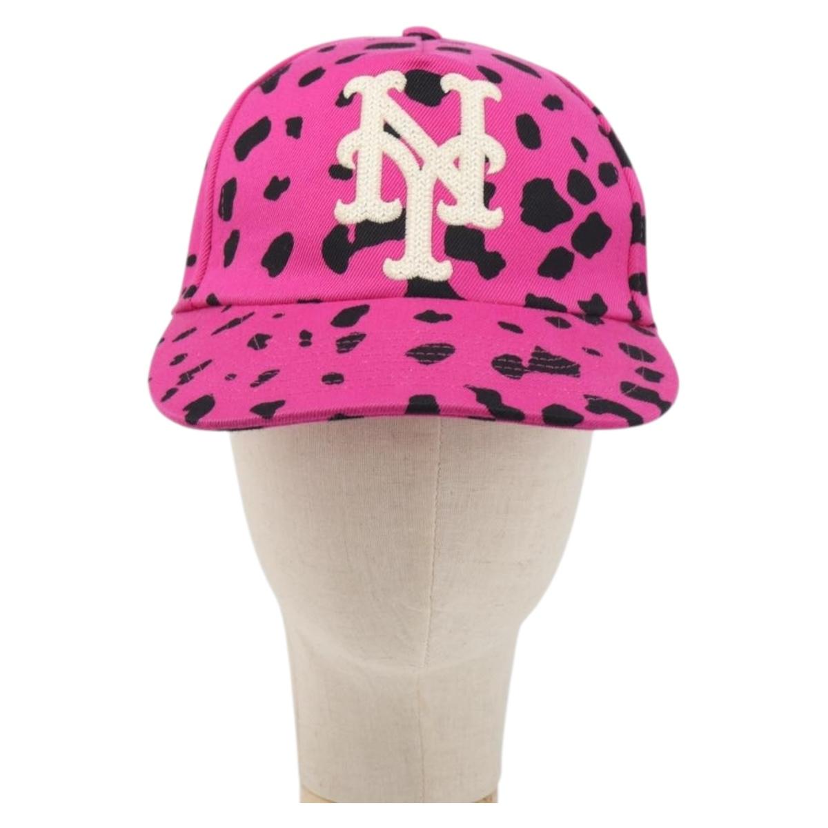GUCCI x New Era New York Mets Baseball Cap Cotton Pink 729581 Auth BA15044A