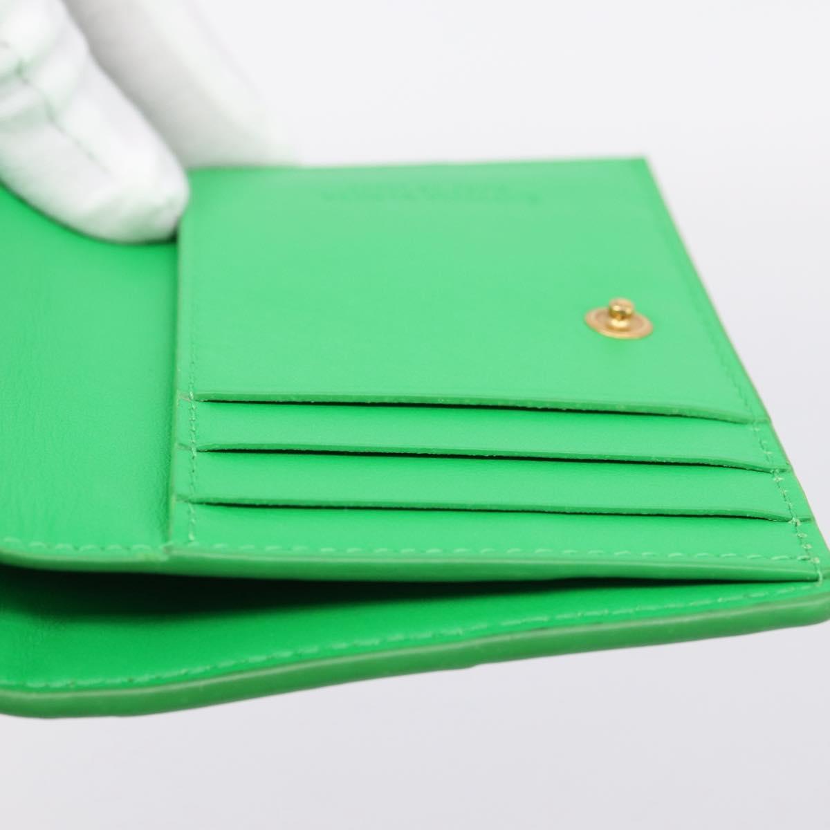 BOTTEGA VENETA MAXI INTRECCIATO Bifold Wallet Leather Green Gold Auth BA15047