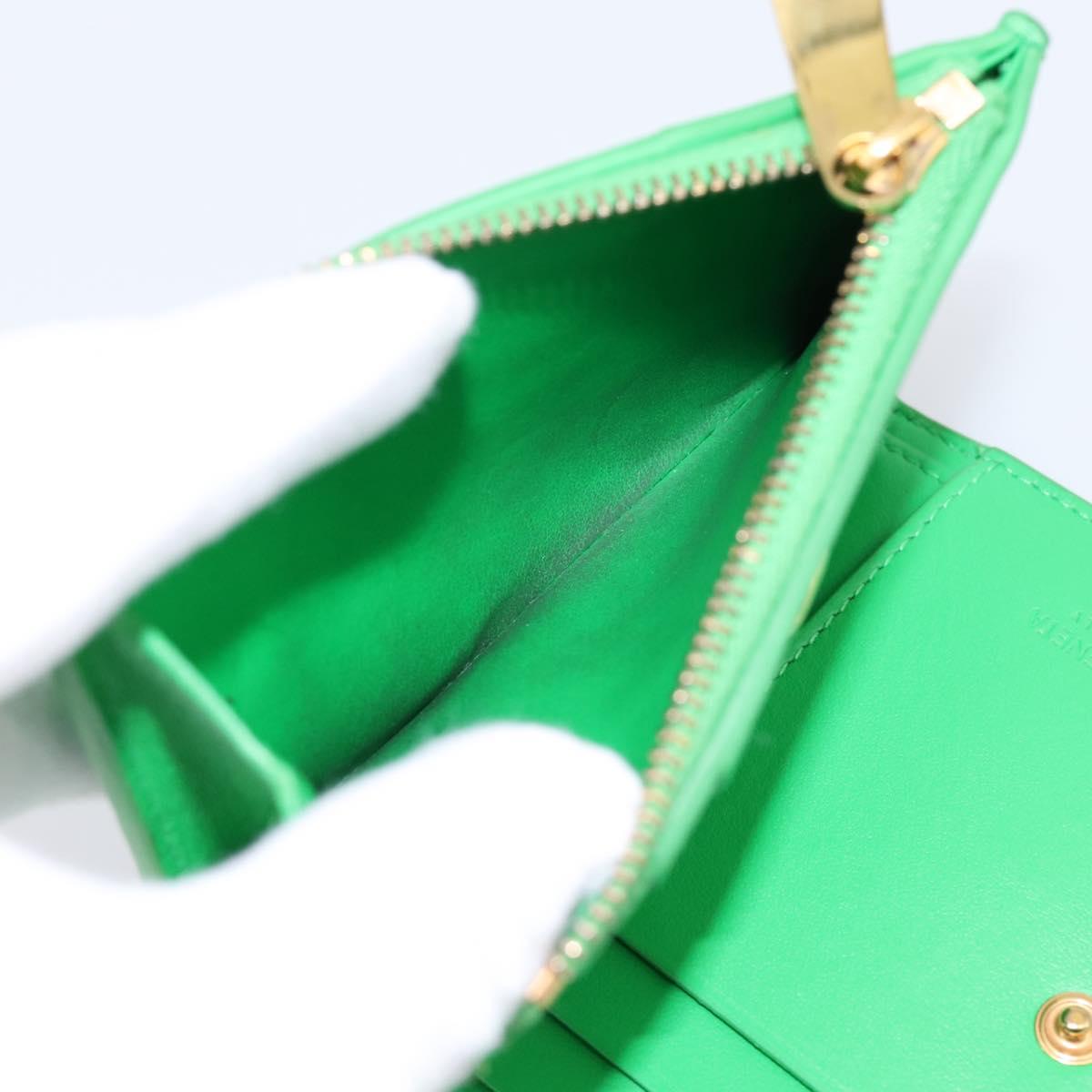 BOTTEGA VENETA MAXI INTRECCIATO Bifold Wallet Leather Green Gold Auth BA15047