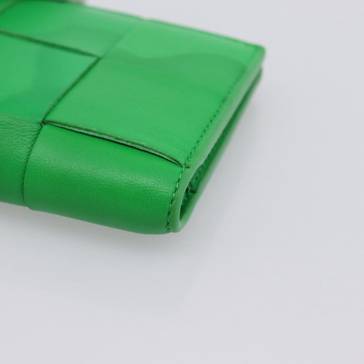 BOTTEGA VENETA MAXI INTRECCIATO Bifold Wallet Leather Green Gold Auth BA15047
