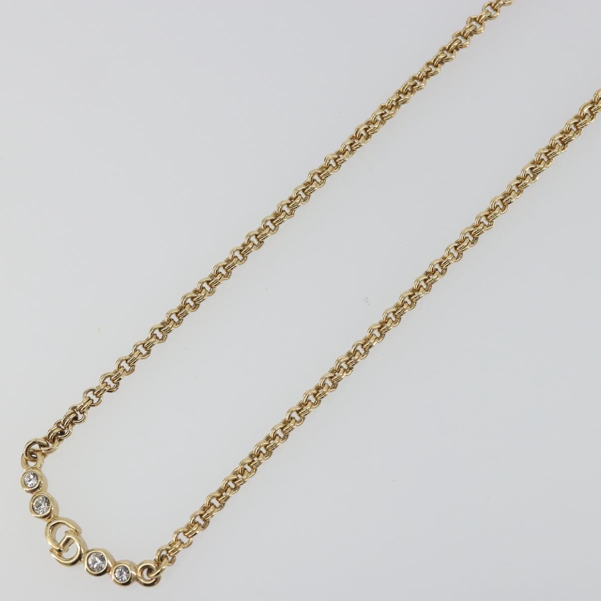 Christian Dior Necklace Metal Gold Tone Auth BA15049V
