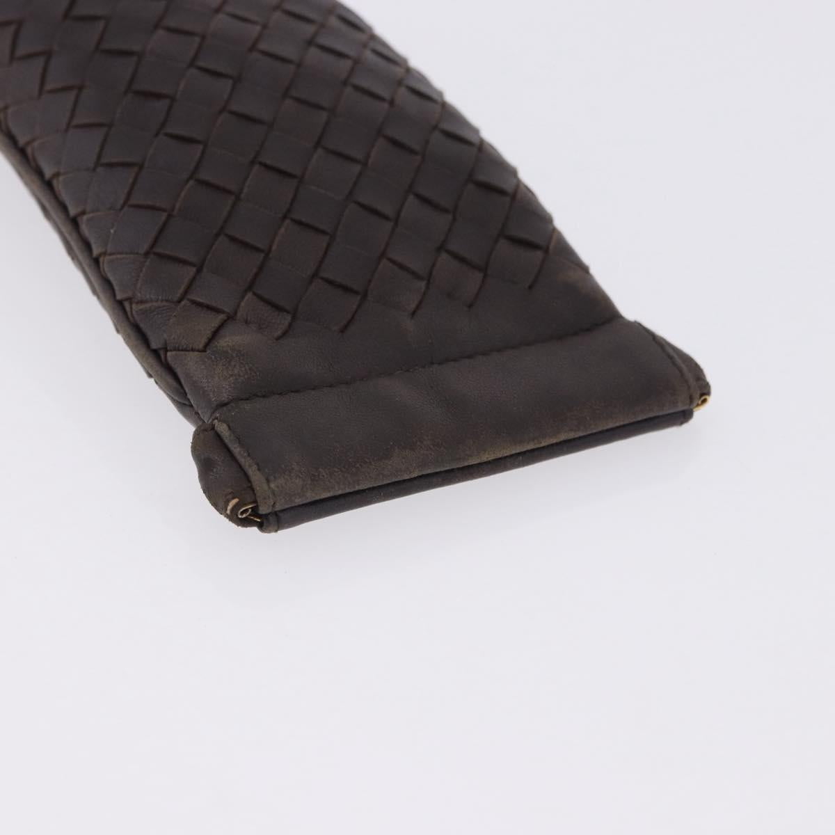 BOTTEGA VENETA INTRECCIATO Glasses Case Coin Purse Leather 2 Set Auth BA15053