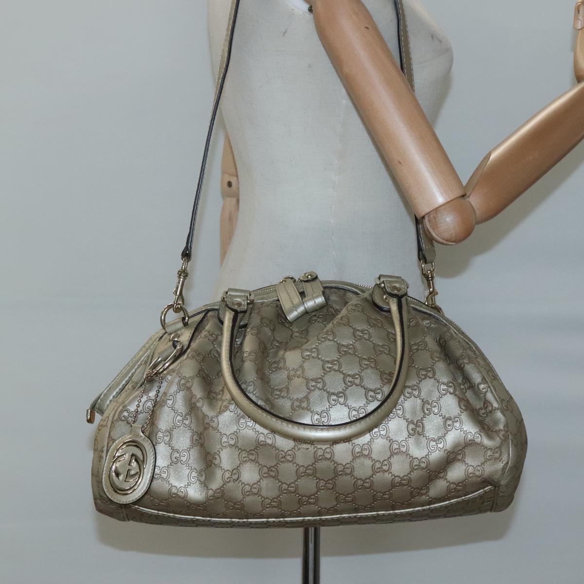 GUCCI GG Canvas Guccissima Tote Bag Leather 2way Gold Tone 223974 Auth BA1506