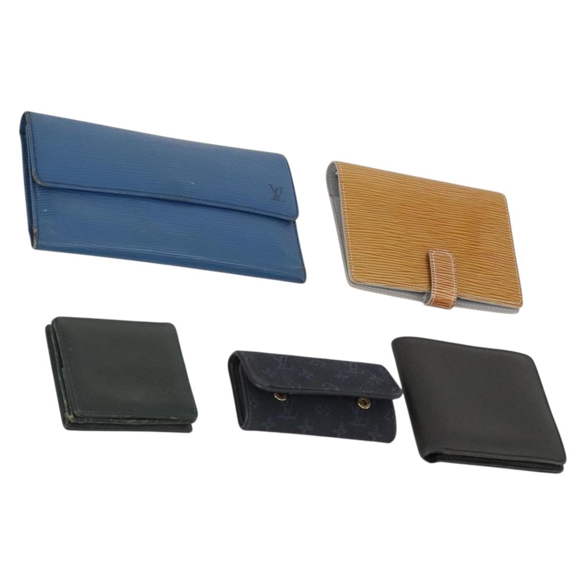 LOUIS VUITTON Epi Monogram Key Case Coin Purse Wallet 5 Set Blue LV Auth BA15060