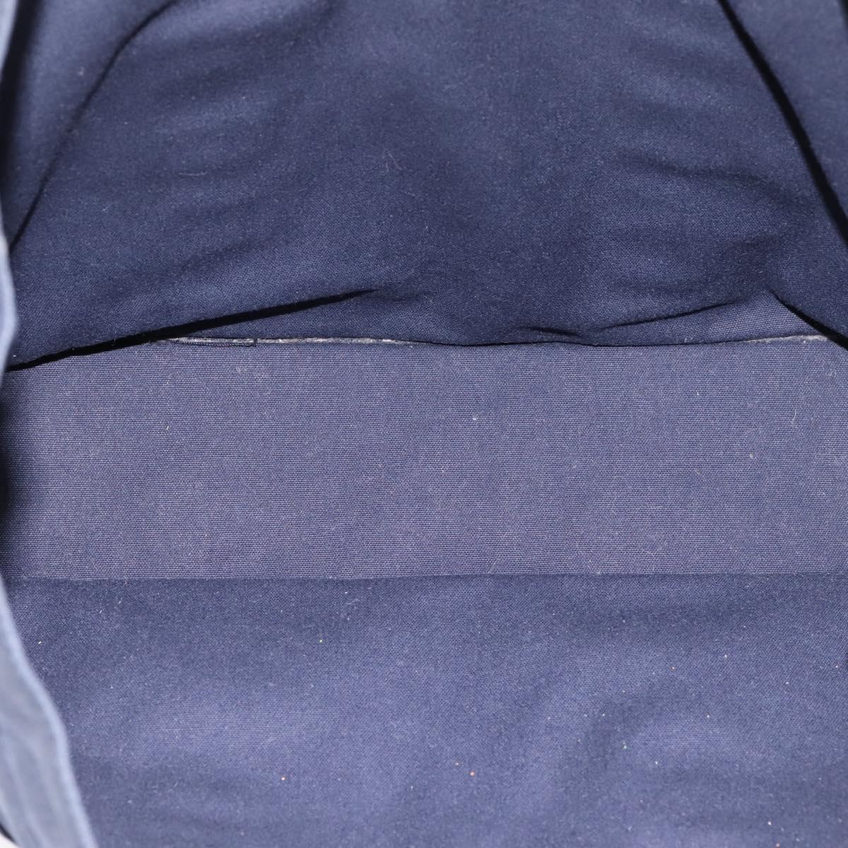 HERMES Fourre Tout MM Hand Bag Cotton Navy Silver Auth BA15062