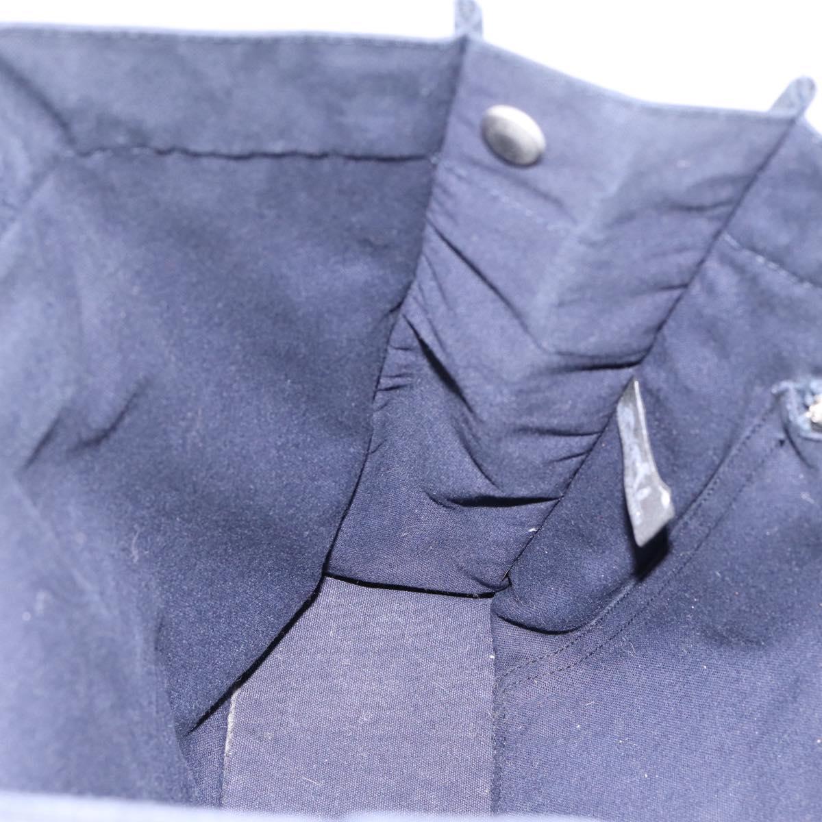 HERMES Fourre Tout MM Hand Bag Cotton Navy Silver Auth BA15062