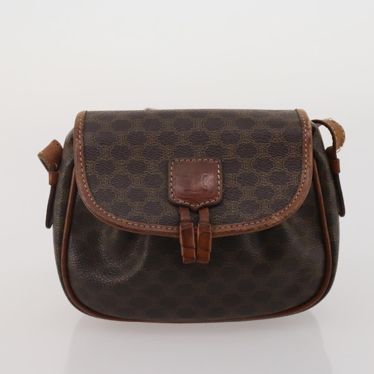 CELINE Macadam Shoulder Bag PVC 3 Set Brown Beige Auth BA15063