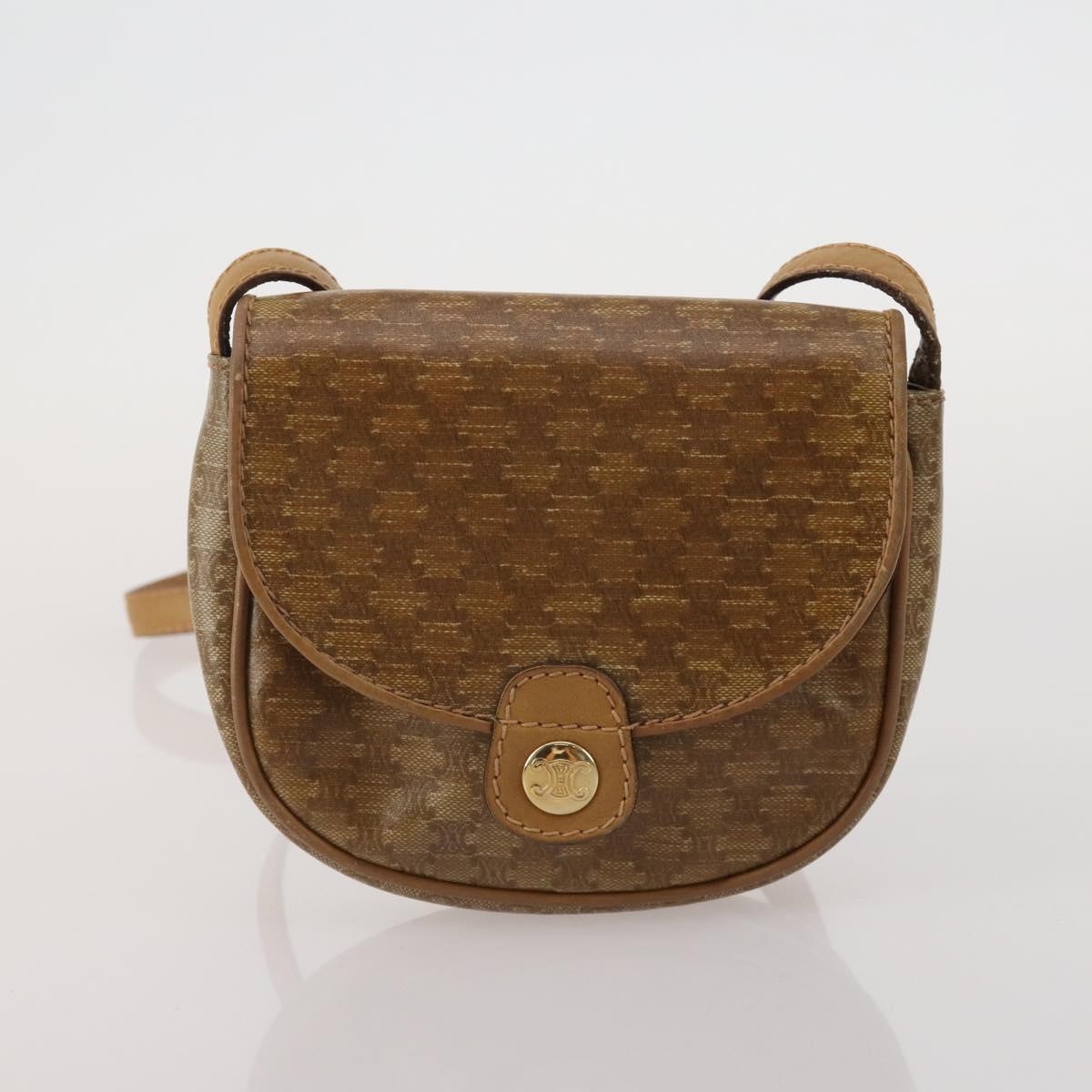 CELINE Macadam Shoulder Bag PVC 3 Set Brown Beige Auth BA15063