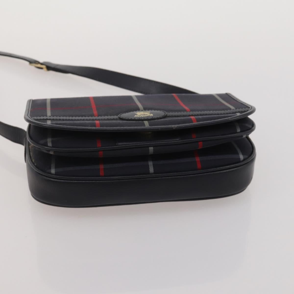 BURBERRY Shoulder Bag Hand Bag Canvas Leather 3 Set Navy Beige Auth BA15066