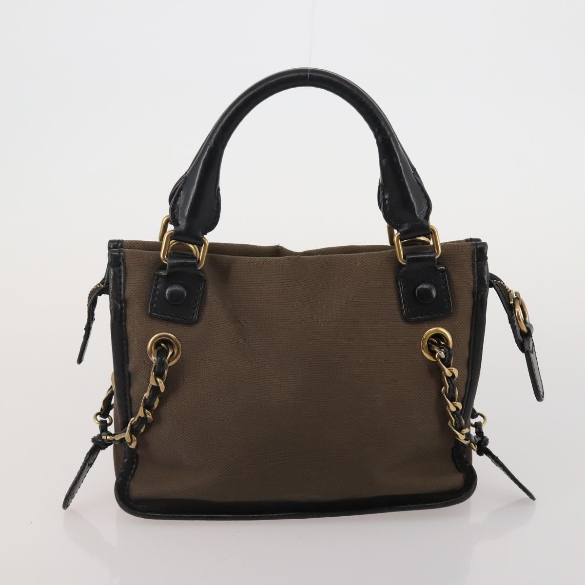 Chloe Hand Bag Canvas Leather 2 Set Khaki Red Auth BA15069