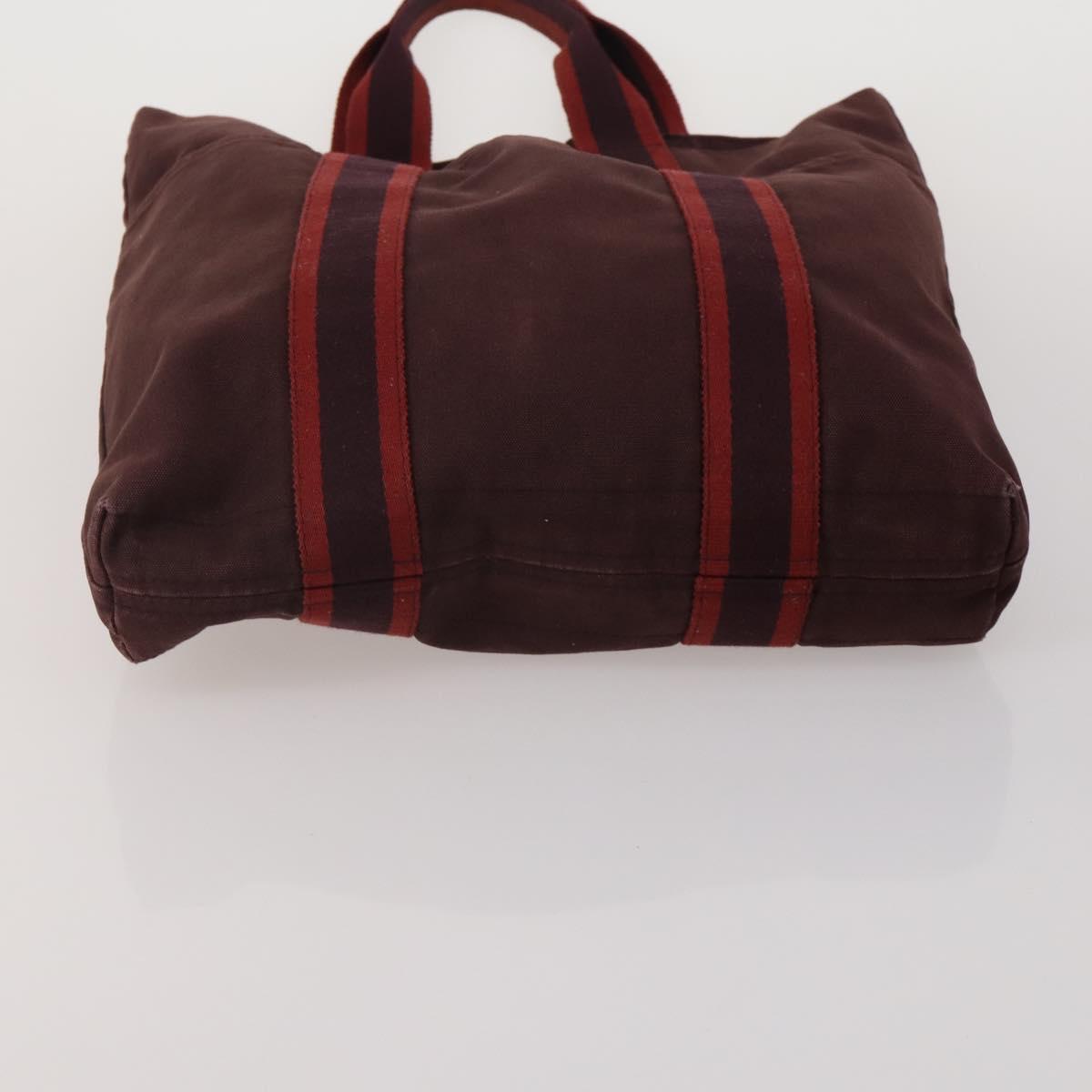 HERMES Fourre Tout Hand Bag Cotton 4 Set Navy Red gray Auth BA15070
