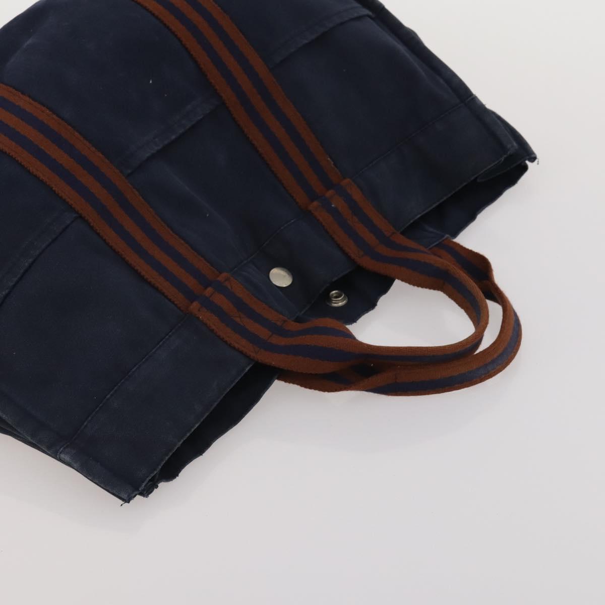 HERMES Fourre Tout Hand Bag Cotton 4 Set Navy Red gray Auth BA15070